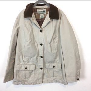 L.L.Bean Vintage Barn Coat Sz M Tan & Brown Collar
